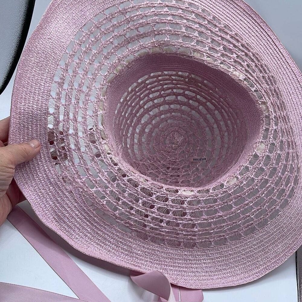 Vintage 80’s pink sun hat. Boho festival beach tropical - Picture 8 of 12